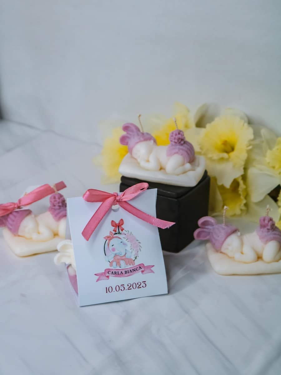 Marturii Botez lumanare BABY - cartonat & fundita - imagine 15